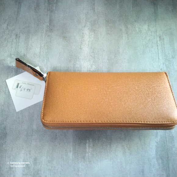 Vegan Ruby Blue Couture Autumn Colors Silver Studded Boho Zip-Around Wallet NWT - Picture 3 of 6